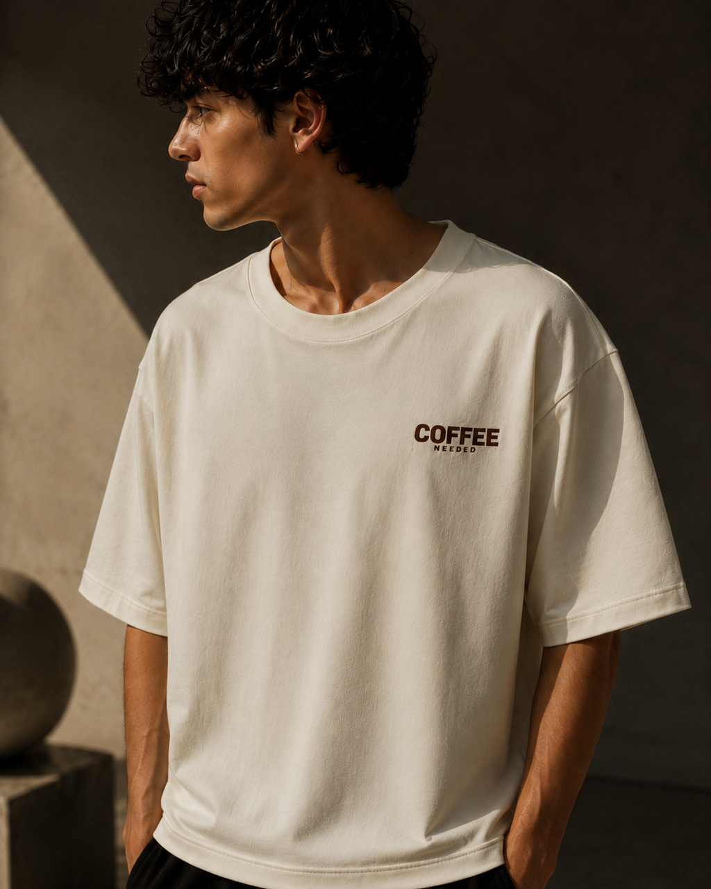 Coffee Edition-Off White Oversized T-Shirt